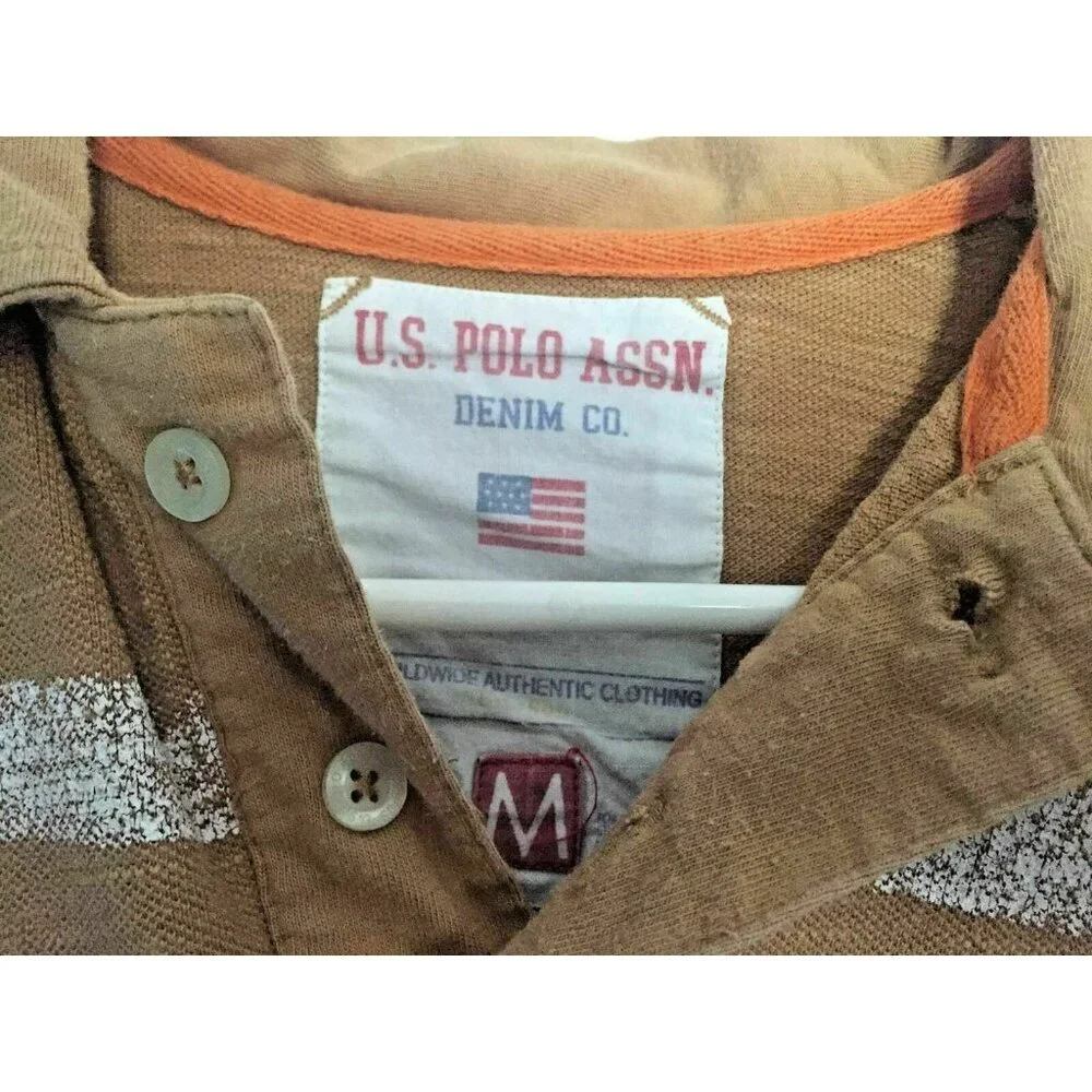 US Polo Association Boys Size M Short Sleeve Polo‎ Shirt  Beige Tan
